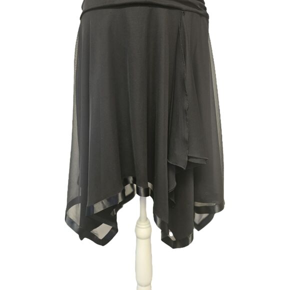 City Triangles Black Ruched Cocktail Dress L Chiffon Party Dark Fairy Y2K Goth - Picture 3 of 4